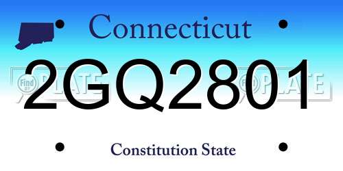 2GQ2801 Connecticut License Plate