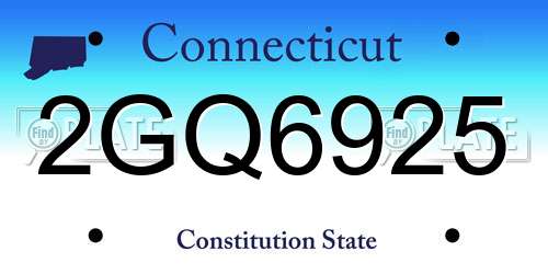 2GQ6925 Connecticut License Plate