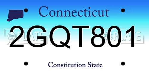 2GQT801 Connecticut License Plate