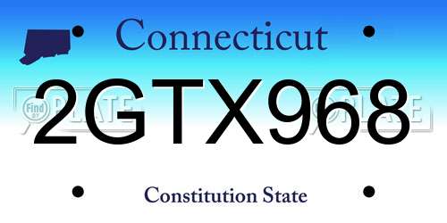 2GTX968 Connecticut License Plate