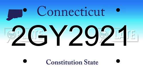 2GY2921 Connecticut License Plate