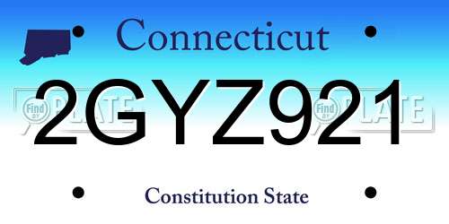 2GYZ921 Connecticut License Plate