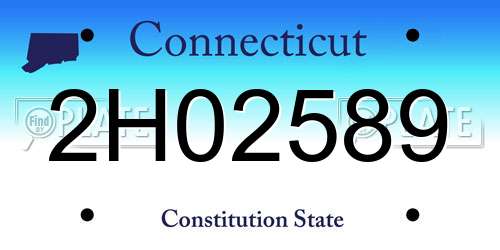 2H02589 Connecticut License Plate