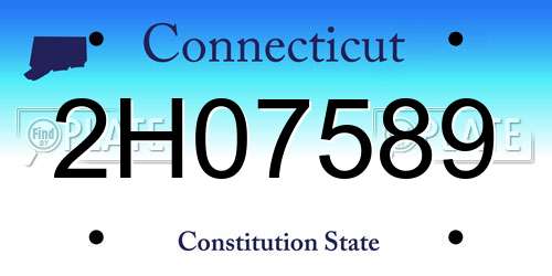 2H07589 Connecticut License Plate