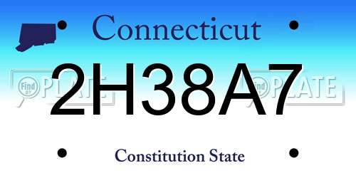2H38A7 Connecticut License Plate