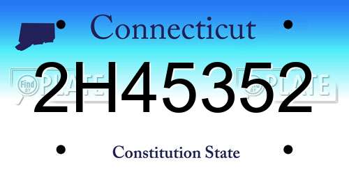 2H45352 Connecticut License Plate