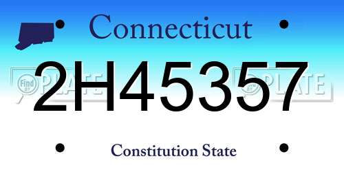 2H45357 Connecticut License Plate
