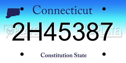 2H45387 Connecticut License Plate