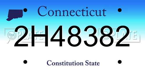 2H48382 Connecticut License Plate