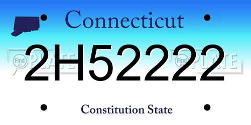 2H52222 Connecticut License Plate