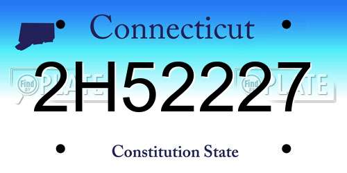2H52227 Connecticut License Plate