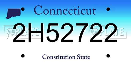 2H52722 Connecticut License Plate