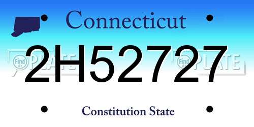 2H52727 Connecticut License Plate