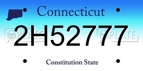 2H52777 Connecticut License Plate