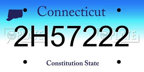 2H57222 Connecticut License Plate