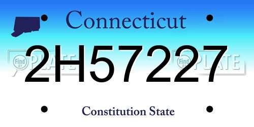 2H57227 Connecticut License Plate
