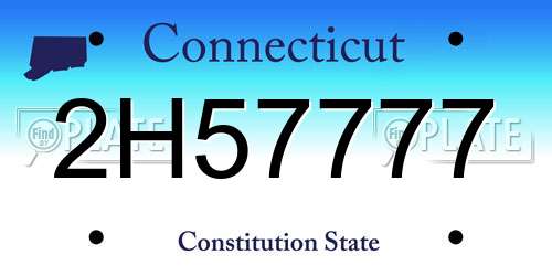 2H57777 Connecticut License Plate