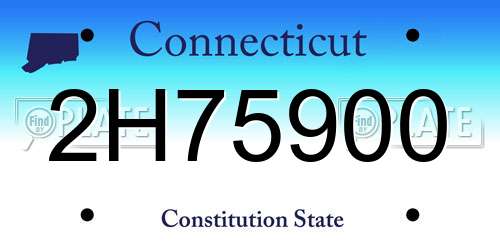 2H75900 Connecticut License Plate