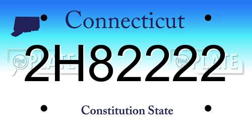 2H82222 Connecticut License Plate