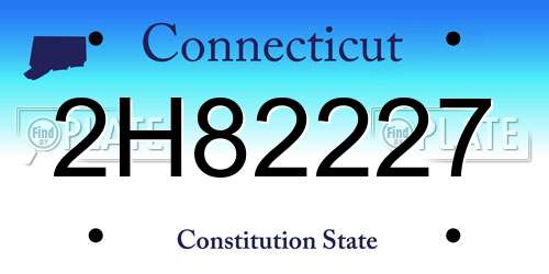 2H82227 Connecticut License Plate