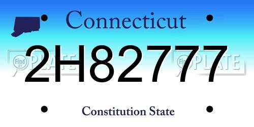 2H82777 Connecticut License Plate