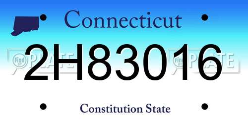 2H83016 Connecticut License Plate