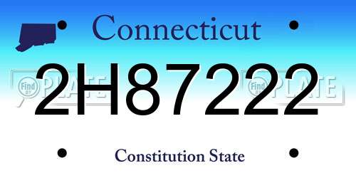 2H87222 Connecticut License Plate