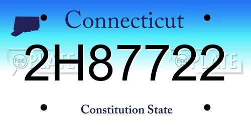 2H87722 Connecticut License Plate