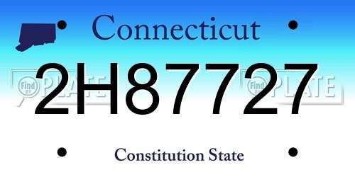 2H87727 Connecticut License Plate