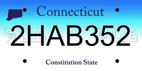 2HAB352 Connecticut License Plate