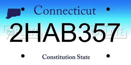 2HAB357 Connecticut License Plate