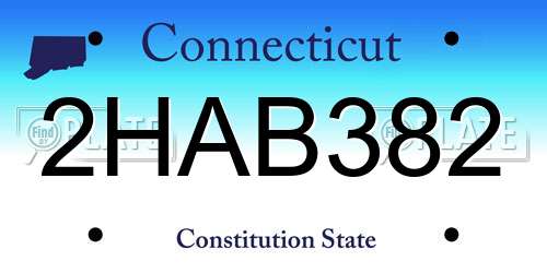 2HAB382 Connecticut License Plate
