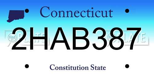 2HAB387 Connecticut License Plate
