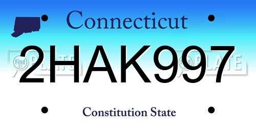 2HAK997 Connecticut License Plate