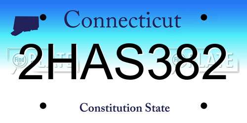 2HAS382 Connecticut License Plate