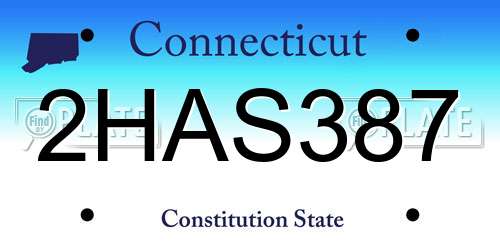 2HAS387 Connecticut License Plate