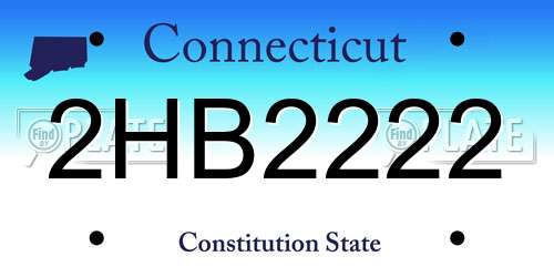 2HB2222 Connecticut License Plate