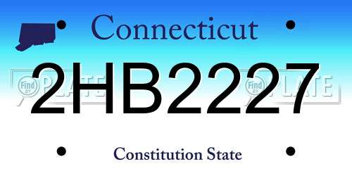 2HB2227 Connecticut License Plate