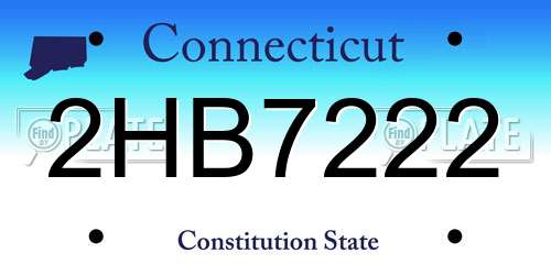 2HB7222 Connecticut License Plate