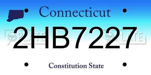 2HB7227 Connecticut License Plate