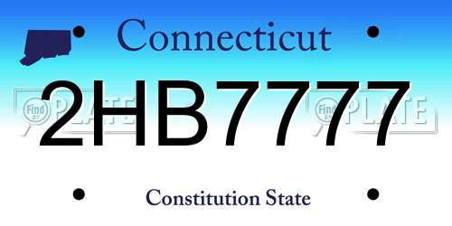 2HB7777 Connecticut License Plate