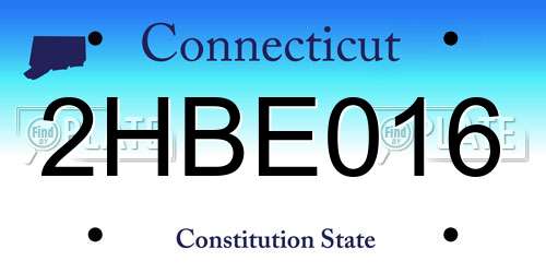 2HBE016 Connecticut License Plate