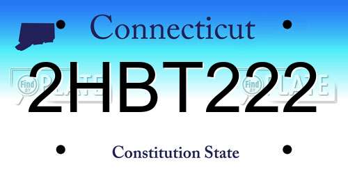 2HBT222 Connecticut License Plate