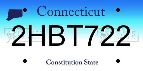 2HBT722 Connecticut License Plate