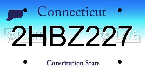 2HBZ227 Connecticut License Plate