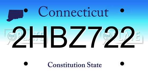 2HBZ722 Connecticut License Plate