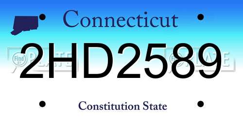 2HD2589 Connecticut License Plate