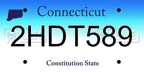 2HDT589 Connecticut License Plate