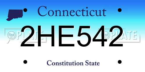 2HE542 Connecticut License Plate