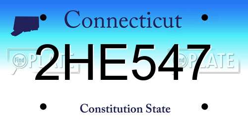 2HE547 Connecticut License Plate